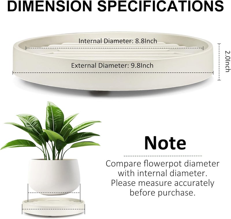 Dcpes Store 9.8Inch Plant Caddy with Hidden Wheels, Rolling Plants Stand with Wheel, 4 Invisible Casters, Indoor Plant Saucers on Wheels, Heavy Duty Wheeled Plant Dolly, Planter Roller Base, Beige, 2Pack - Image 5
